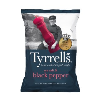 Tyrrell's Sea Salt & Cracked Black Pepper Potato Chips 150g